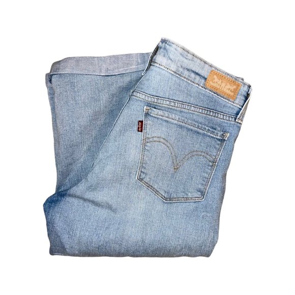Levis Light Wash Cuffed Capris Jeans Petites Womens 12P 16 - Picture 1 of 8
